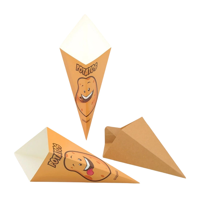 Disposable Conical Paper Cup French Fries Box Fried Chicken Popcorn Triangle