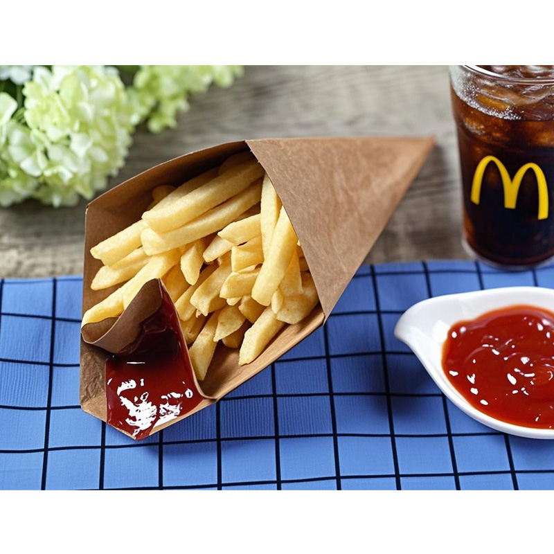 Disposable Conical Paper Cup French Fries Box Fried Chicken Popcorn Triangle
