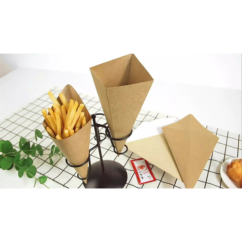 Disposable Conical Paper Cup French Fries Box Fried Chicken Popcorn Triangle
