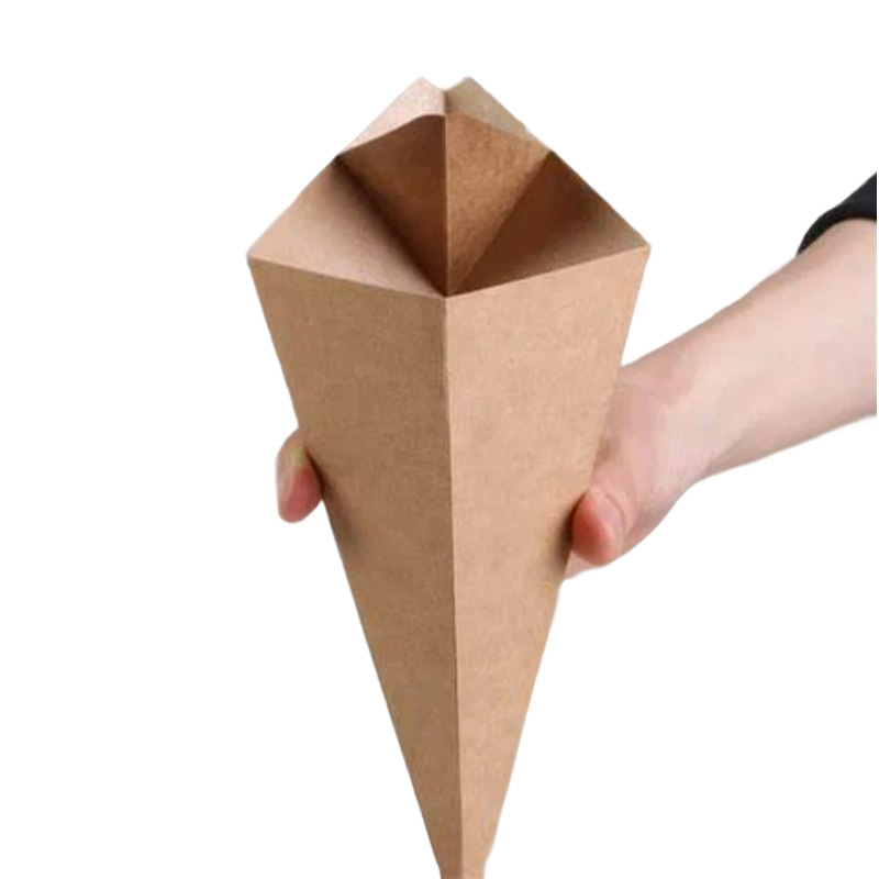 Disposable Conical Paper Cup French Fries Box Fried Chicken Popcorn Triangle