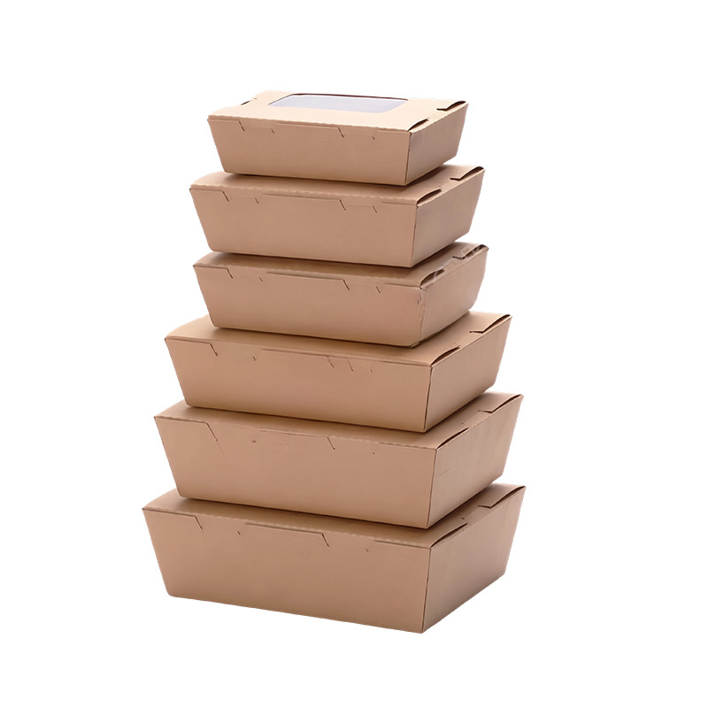 Chicken Box Takeaway Food Fries Disposal Kraft Paper Food Container Lunch Box With Window