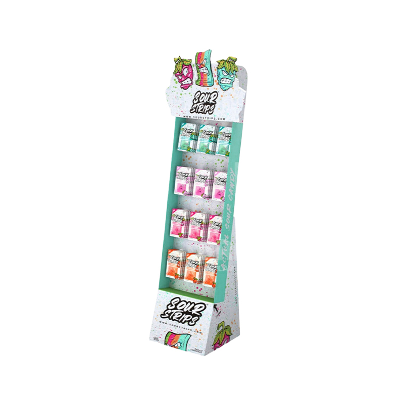 Advertising Custom Retail Pos Cardboard Product Floor Display Rack Corrugated Cardboard Display Stand with Hooks